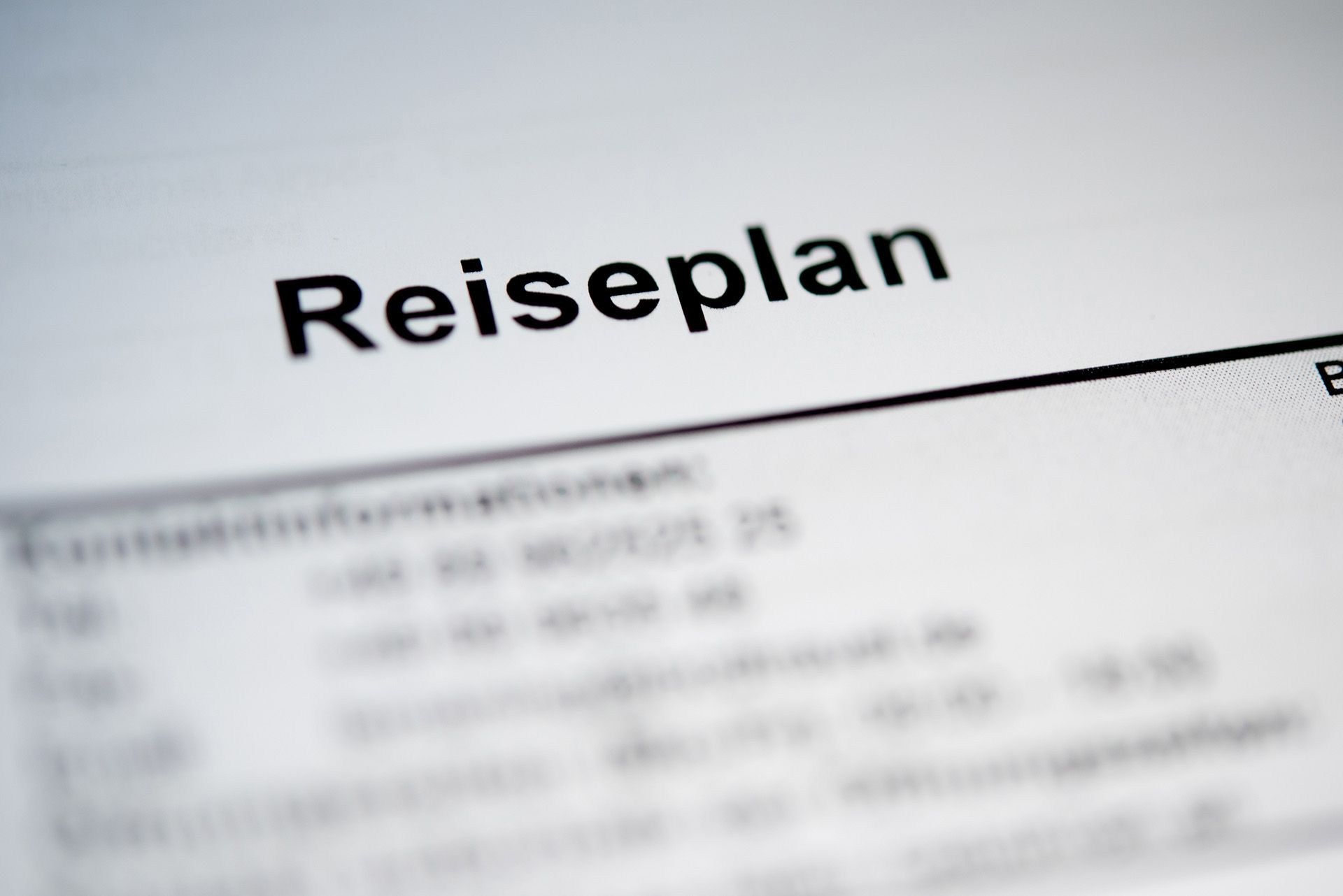 Ausgedruckter Reiseplan